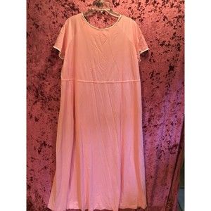 Vintage maxi dress kaftan pink zipper back with pockets measuring plus size